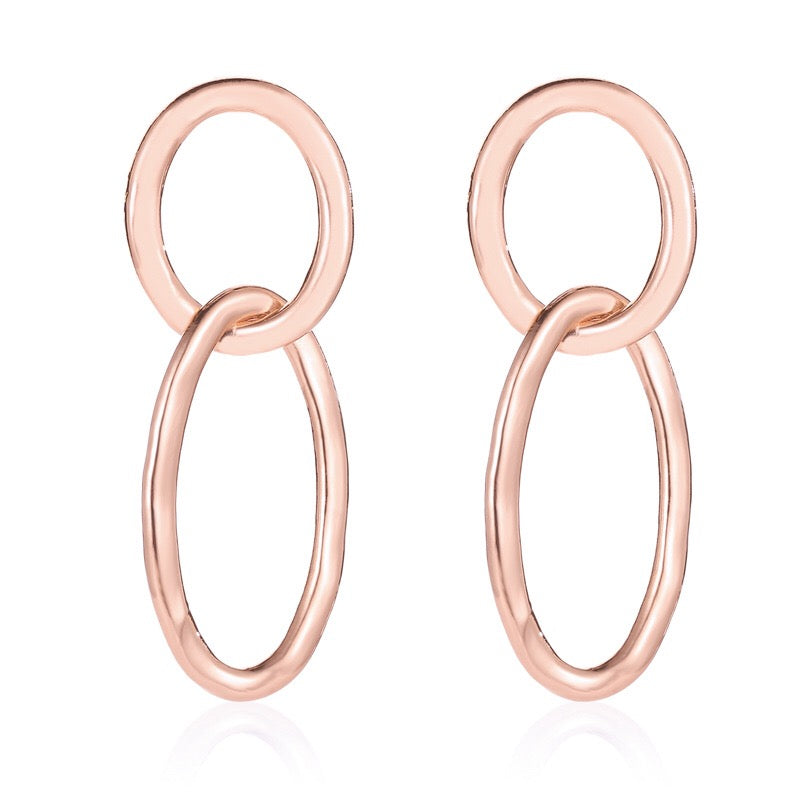 Round Oval Linked Hoops Earrings