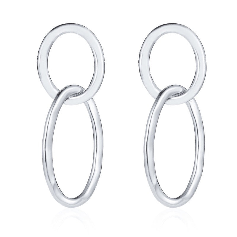 Round Oval Linked Hoops Earrings