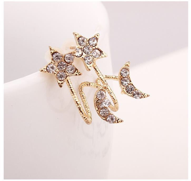 Rhinestone Moon and Star Ear Clip