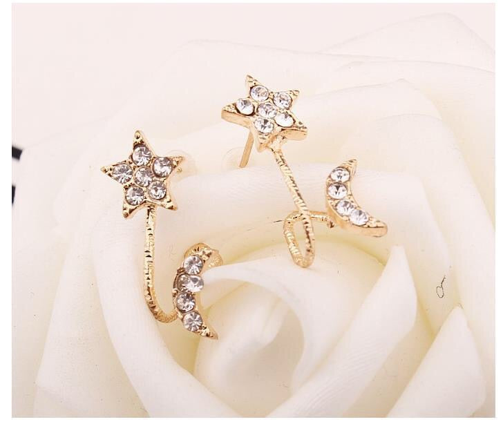 Rhinestone Moon and Star Ear Clip