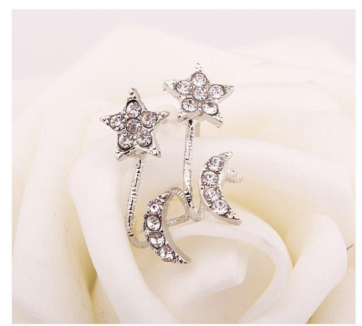 Rhinestone Moon and Star Ear Clip