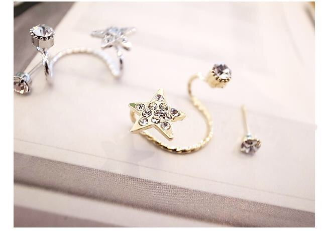 Shining Rhinestone Star Ear Studs and Clips