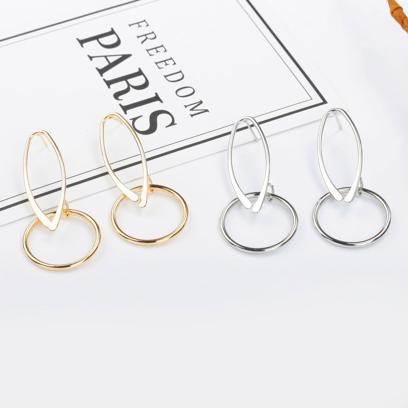 Opening Oval Linked Round Hoop Earrings