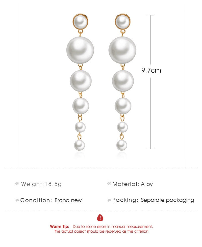 Baroque Long String Pearls Earrings