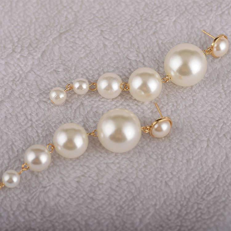 Baroque Long String Pearls Earrings