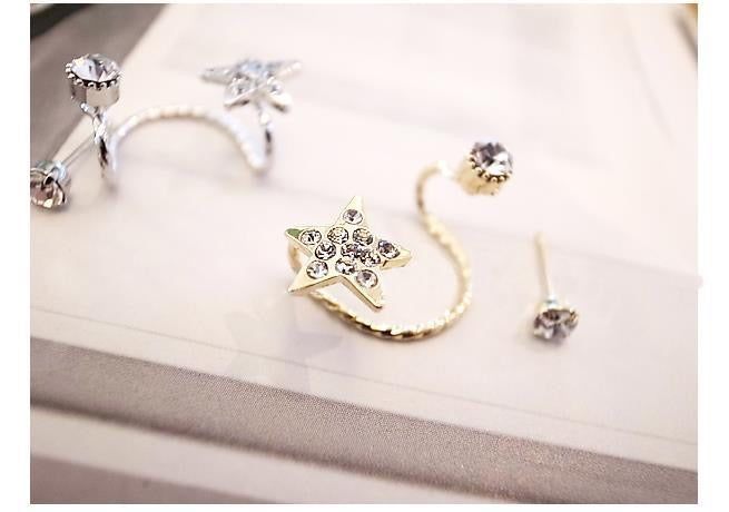 Single Left Ear Star Ear Stud and Clip