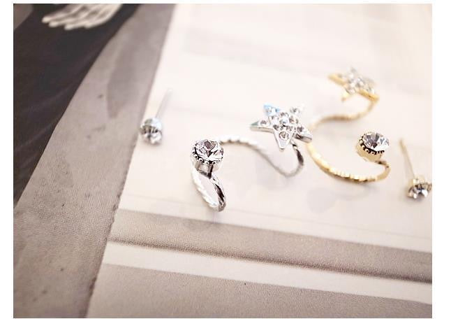 Single Left Ear Star Ear Stud and Clip