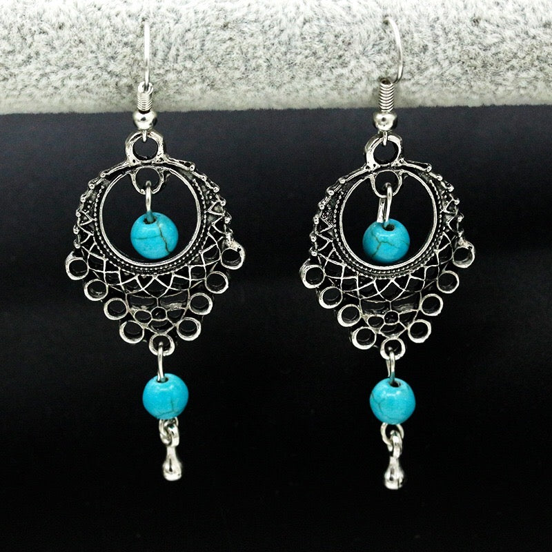 Vintage turquoise slinky drop earrings