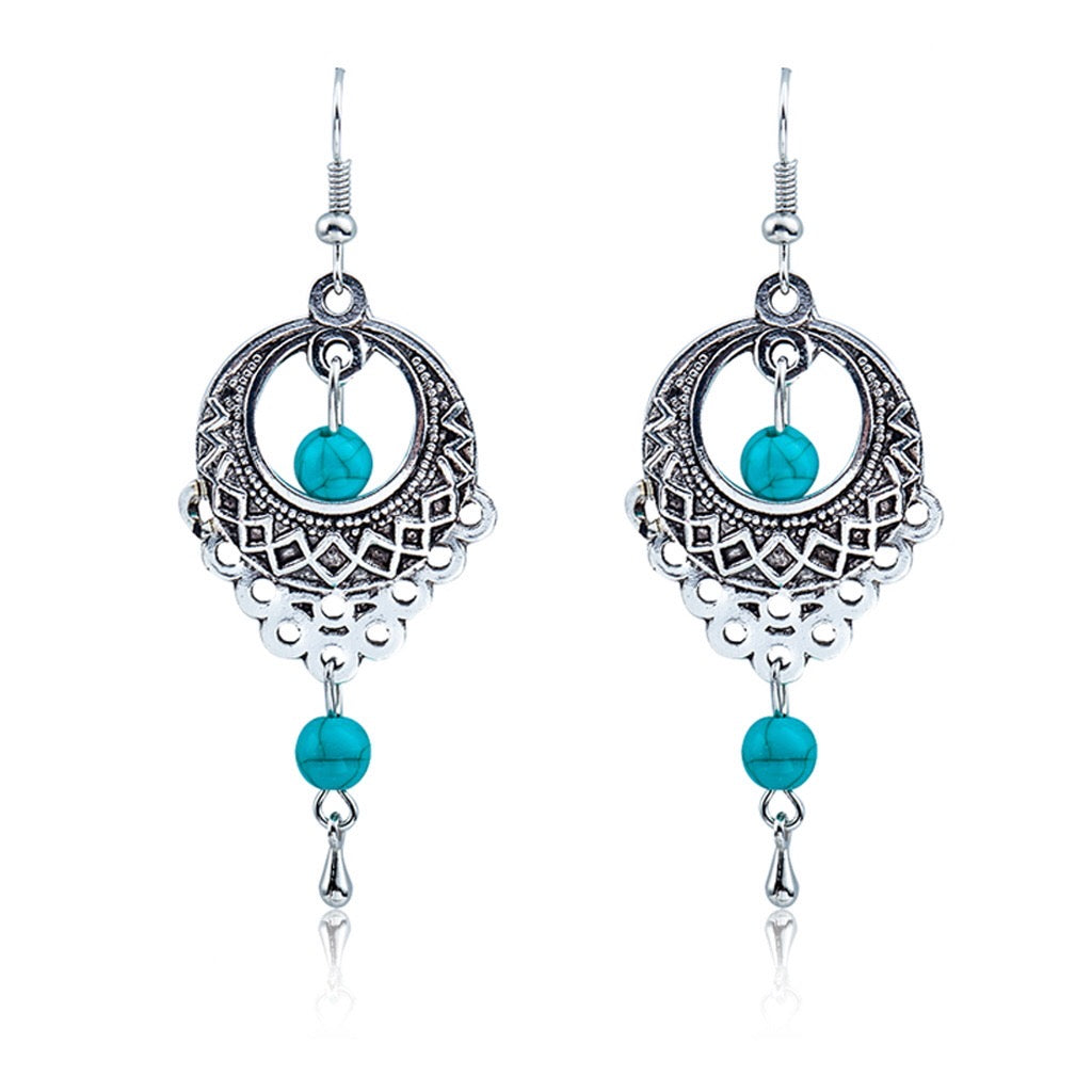 Vintage turquoise slinky drop earrings