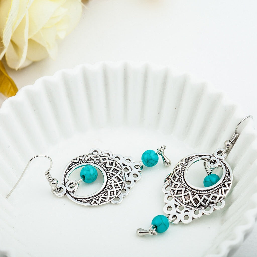 Vintage turquoise slinky drop earrings