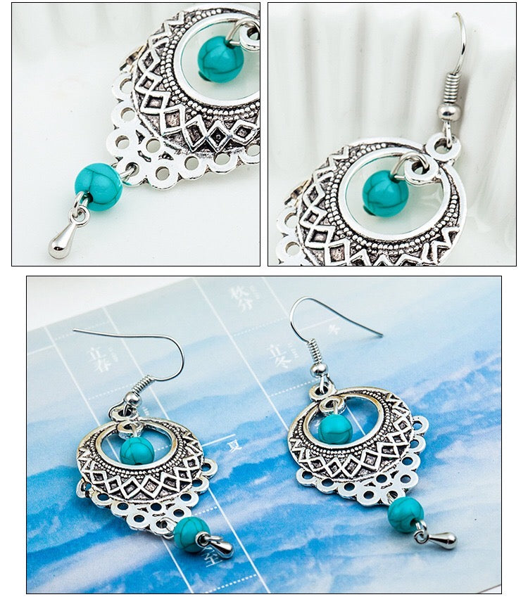 Vintage turquoise slinky drop earrings