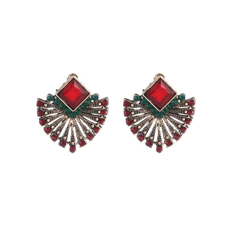Bohemia fun-shaped ruby stud earrings