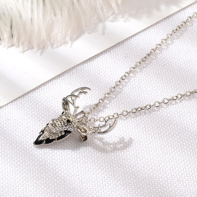 Deer dual-use brooch necklace