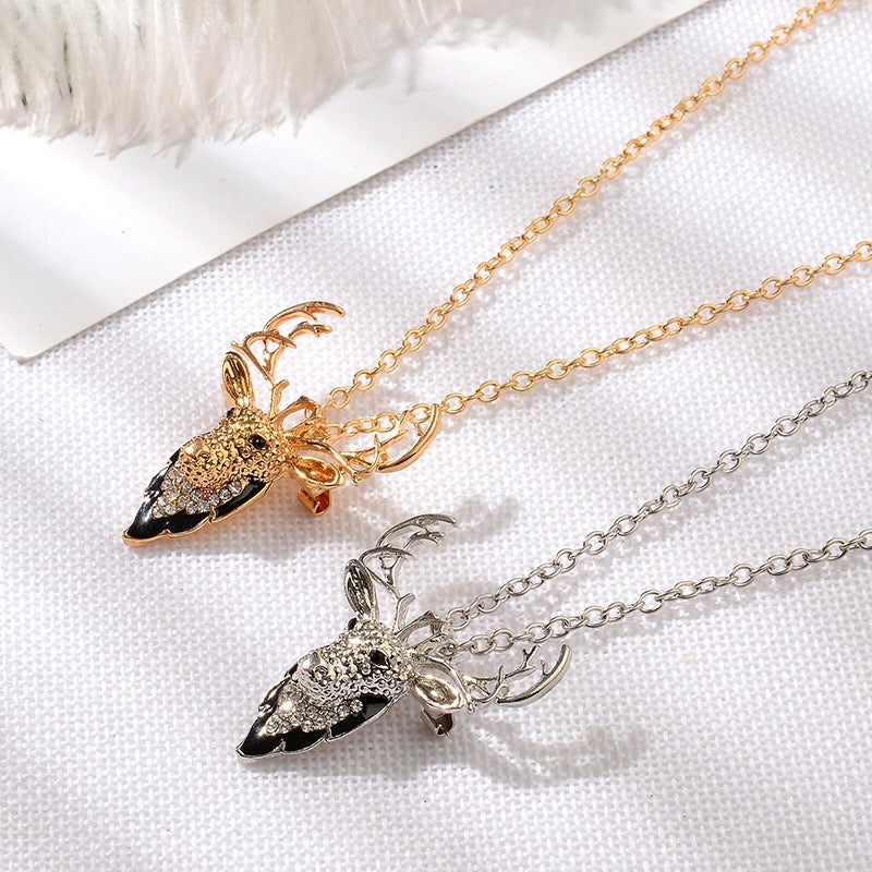 Deer dual-use brooch necklace