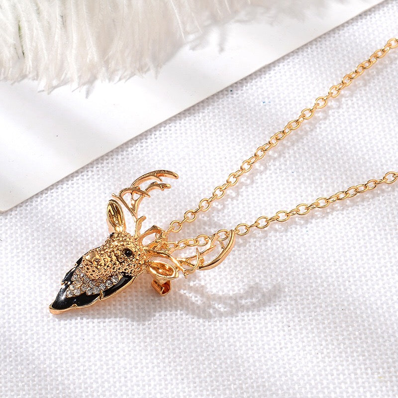 Deer dual-use brooch necklace