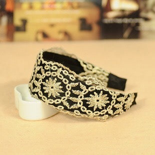 Wide lace hair band collection
