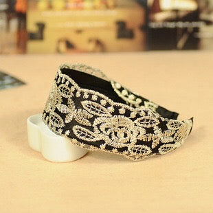 Wide lace hair band collection