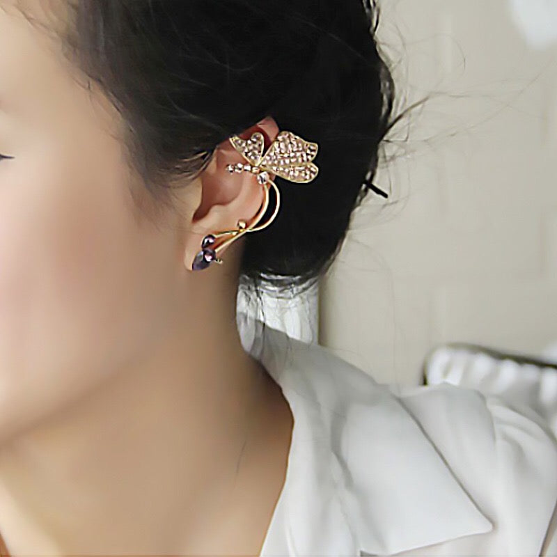 Dramatic butterfly ear bone clips