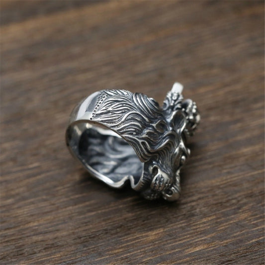 Lion on crown ring