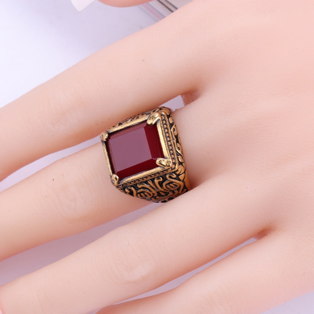 Totem Four-Prong Square Resin Gem Ring
