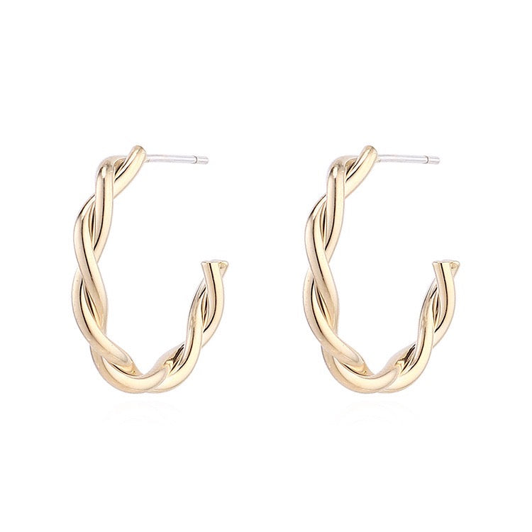 Delicate Twisted C-Shape Earrings