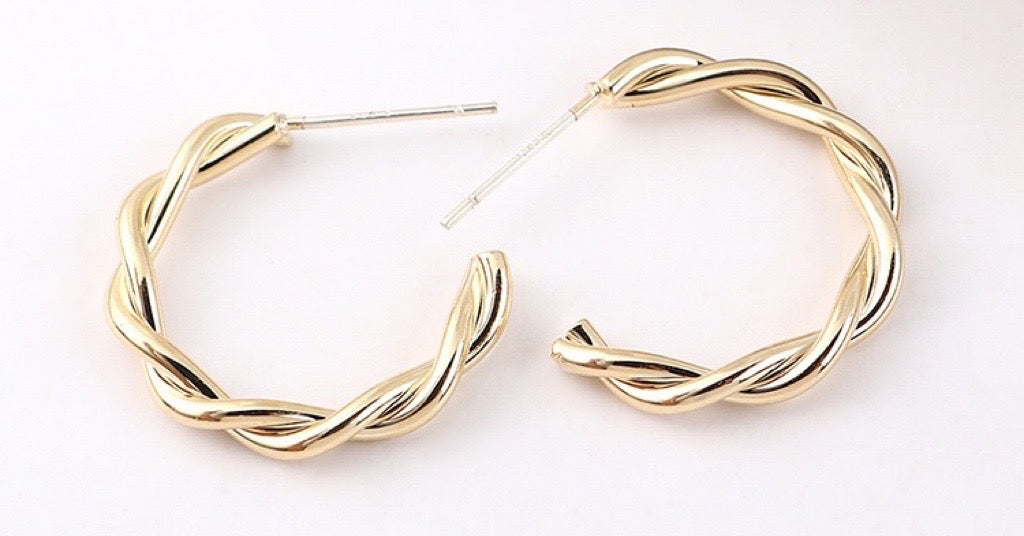 Delicate Twisted C-Shape Earrings