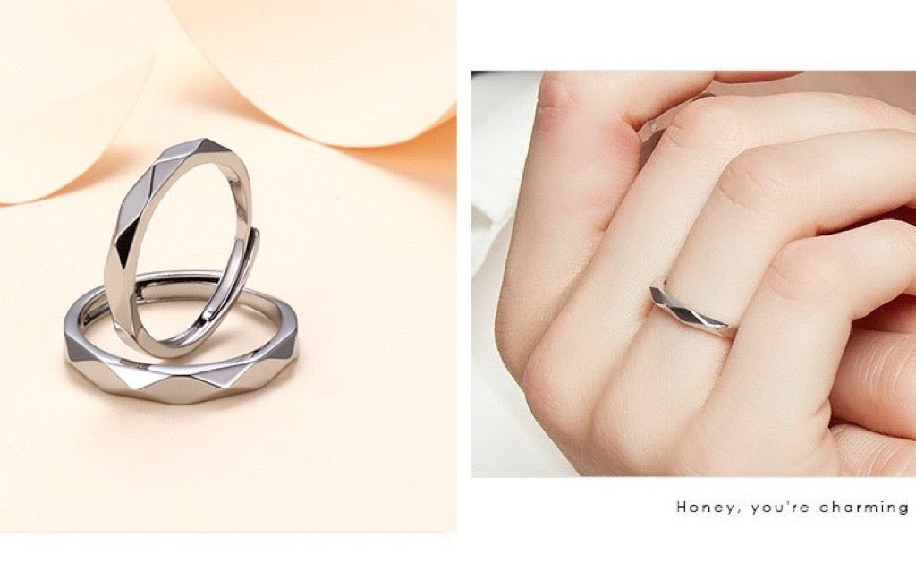Adjustable Hill Edges Couple Open Rings