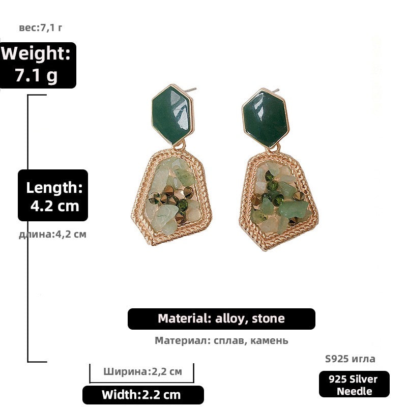Vintage Green Rubbles Irregular Shape Earrings