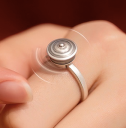 Rotatable Prayer Wheel Open Ring