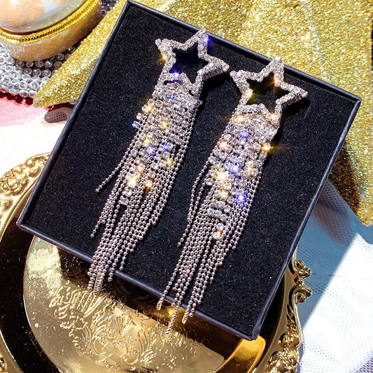 Dramatic Star Tassel Earrings