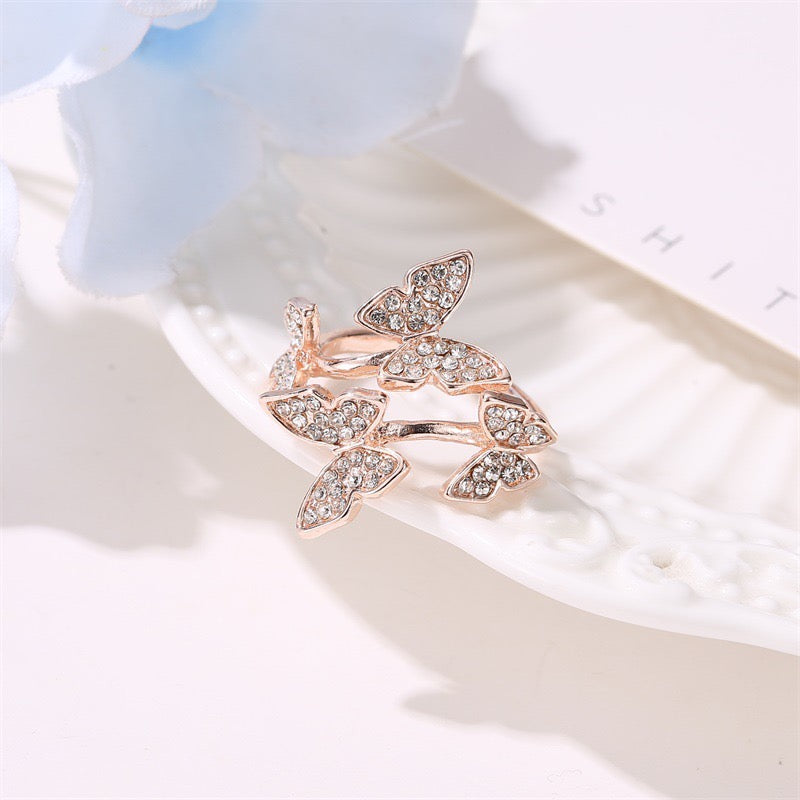 Adjustable Four-Butterfly Ring