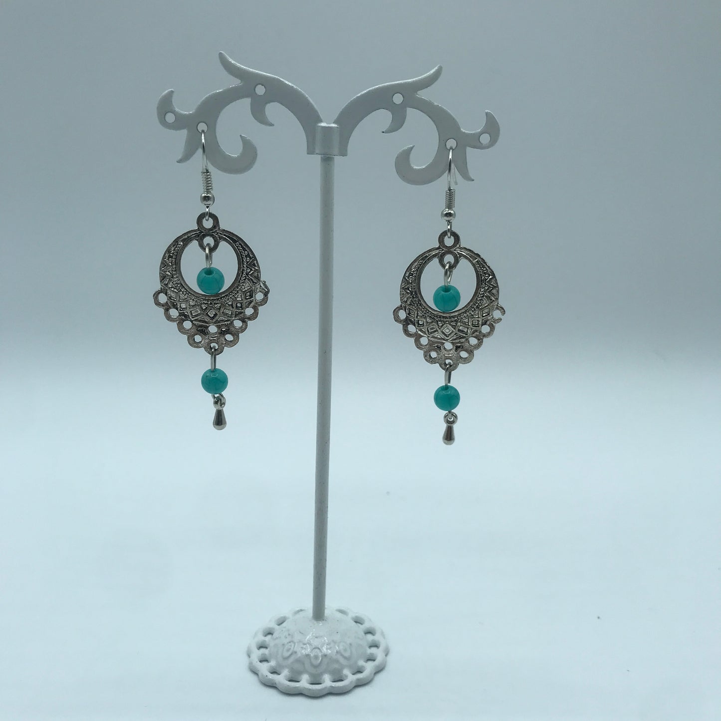 Vintage turquoise slinky drop earrings