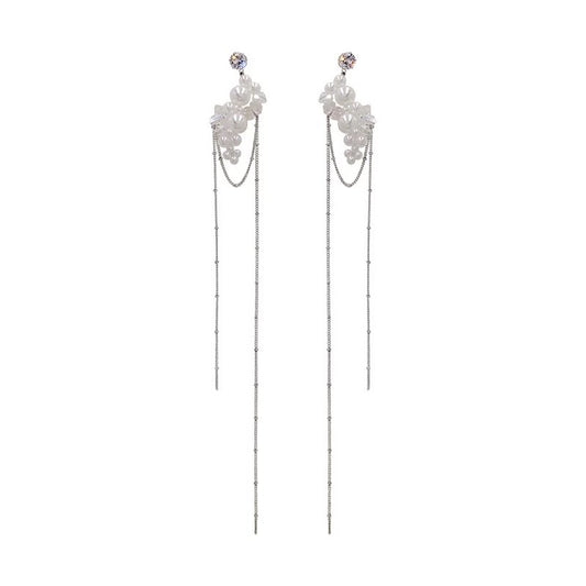 Dramatic Pearls and Crystals with Super Long Tassel Earrings