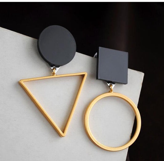 Geometrical Circle Square Triangle Earrings