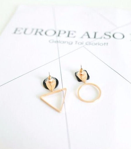 Geometrical Circle Square Triangle Earrings