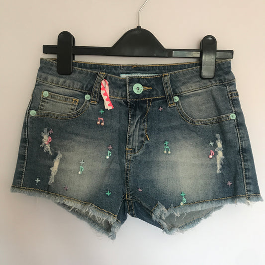 Music Notes Denim Short