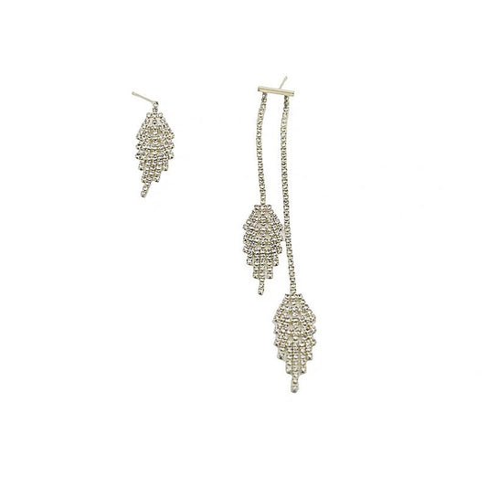 Asymmetric Shining Rhinestones Feather-Shape Earrings
