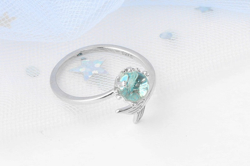 Adjustable Mermaid Sapphire Bubble Open Ring