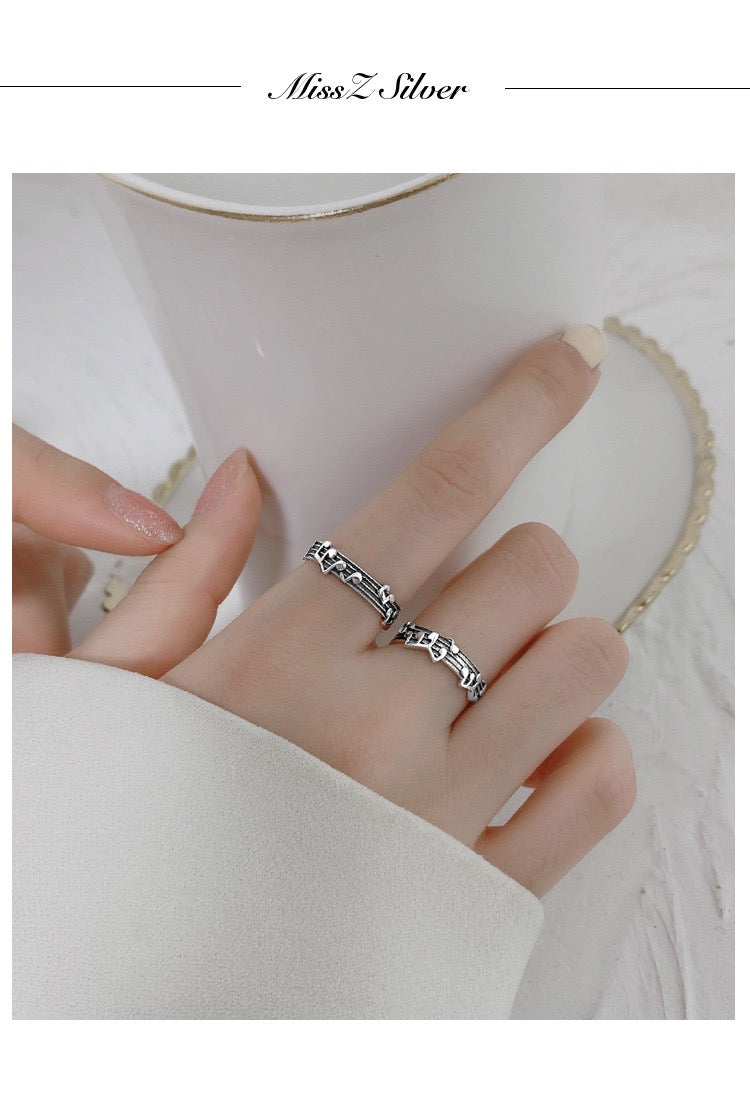 Adjustable Vintage Musical Notes Open Ring