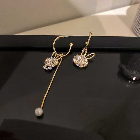 Asymmetric Shining Cute Rabbit Earrings