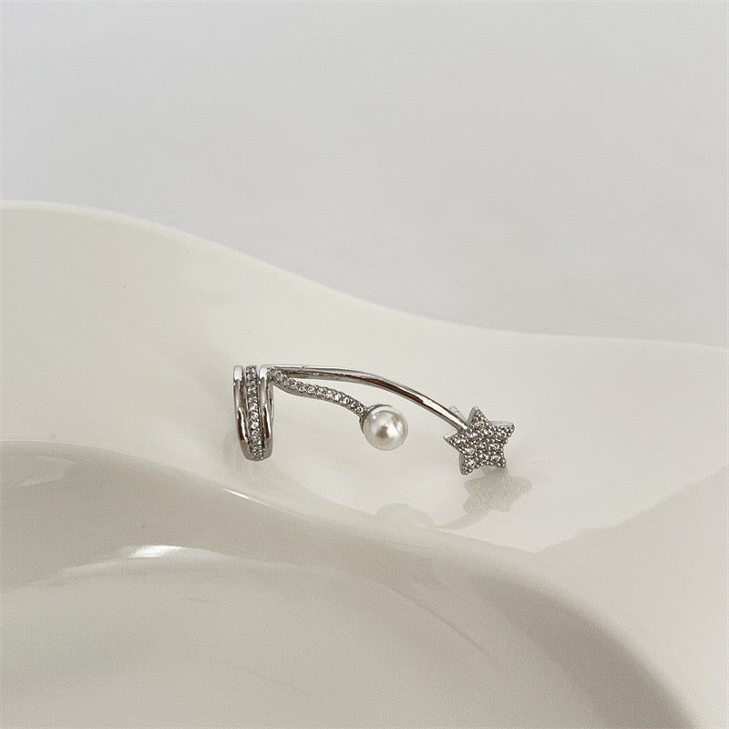 Star and Pearl on Branch Ear Stud and Clip
