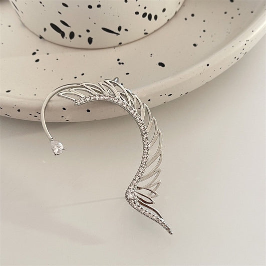 Single Shining Feathers Ear Stud and Ear-Hook