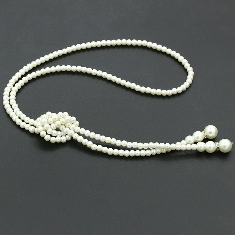 Single Layer Pearls Long Necklace