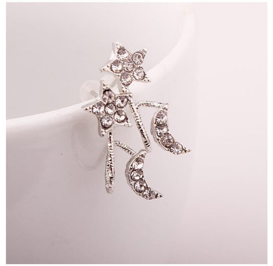 Rhinestone Moon and Star Ear Clip