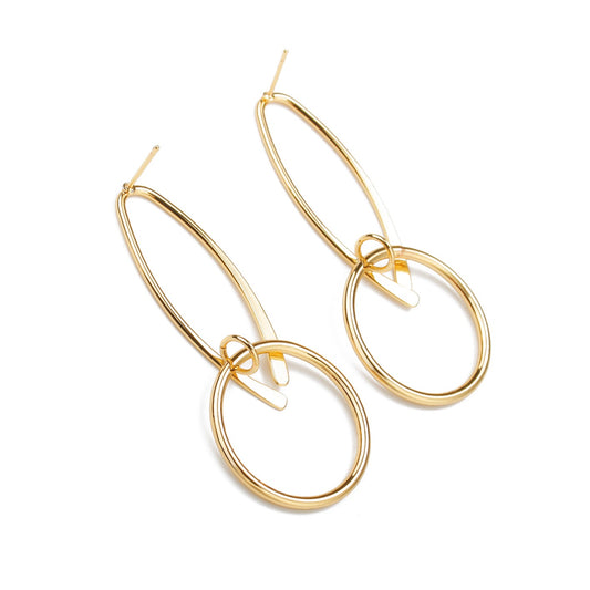 Opening Oval Linked Round Hoop Earrings