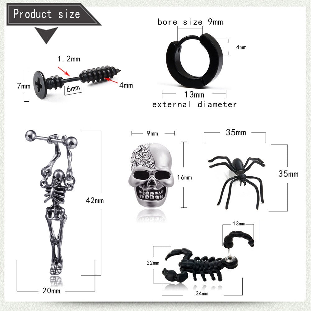 Punk Darkness Ear Stud Collection