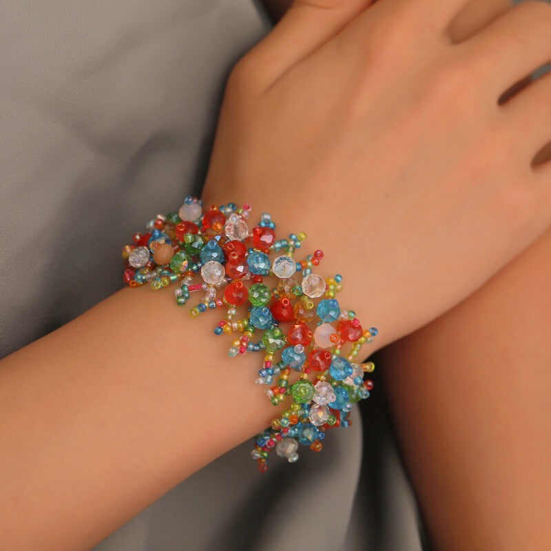 Coloured gravel beads bracelet