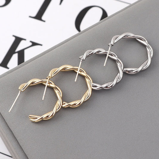 Delicate Twisted C-Shape Earrings
