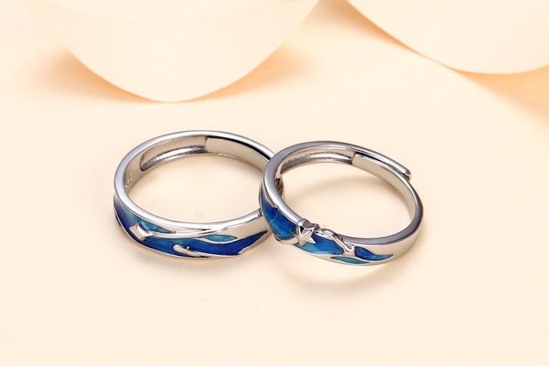 Adjustable Stars-In-The-Sea Couple Open Rings