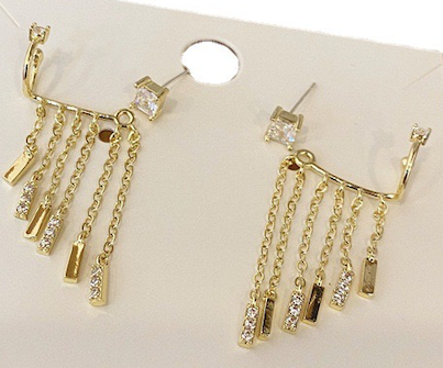 Zircon Gradual Tassels Ear Stud and Clip